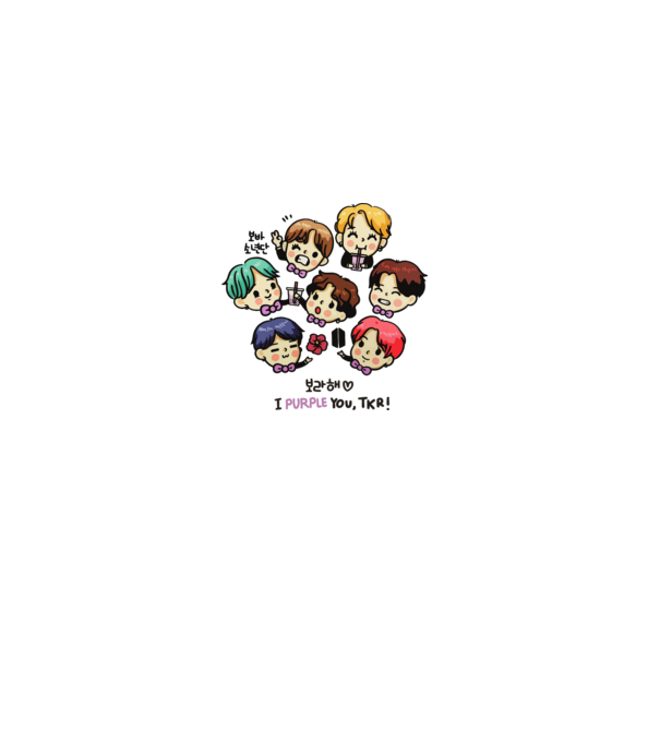 BTS chibi model roz pe tricou
