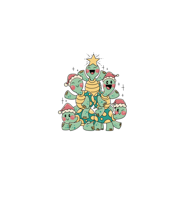 Turtle christmas tree model negru pe tricou
