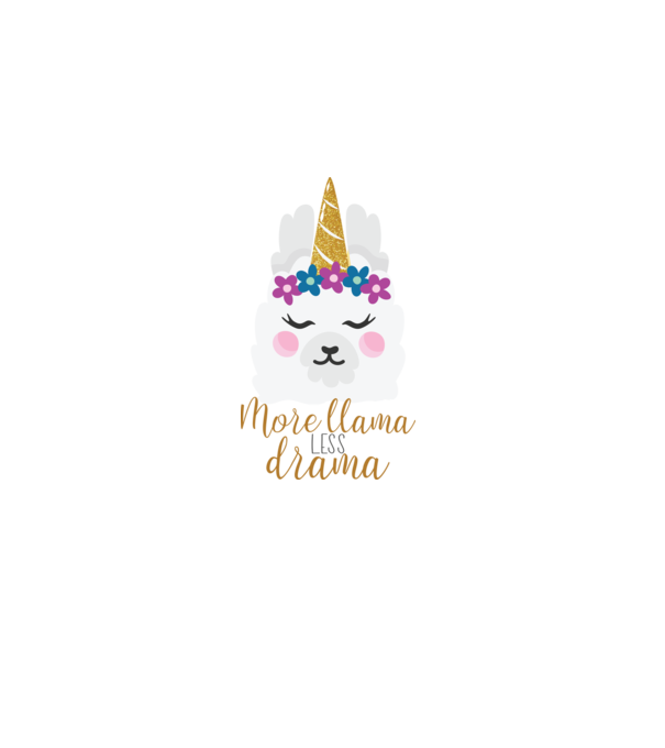 More Llama less drama model alb pe tricou