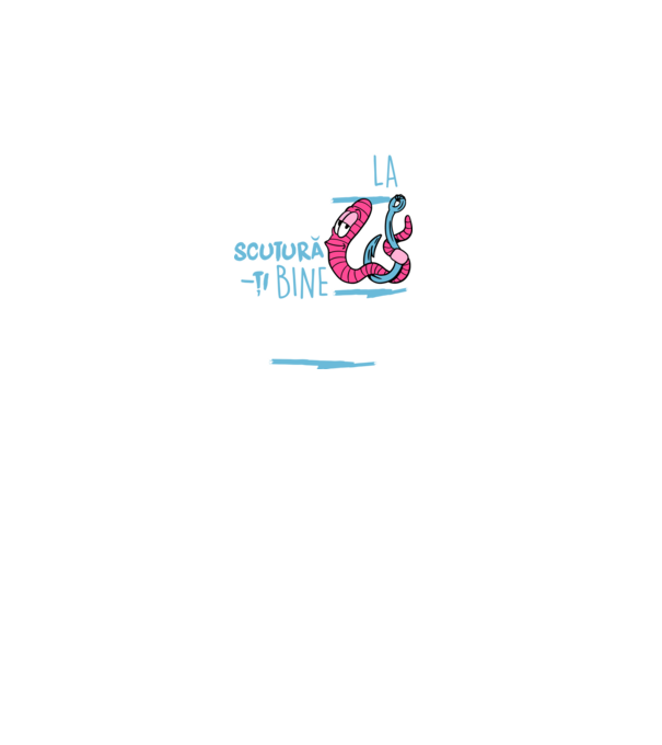 Secretul la pescuit scutură-ți bine viermele model negru pe tricou