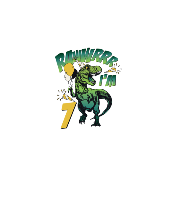 'Birthday Dinosaur rawww i''m 7' model alb pe tricou