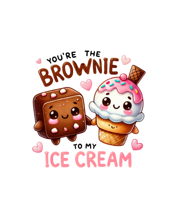 Brownie to my Ice Cream model alb pe tricou