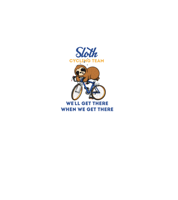 Sloth cycling team model alb pe tricou