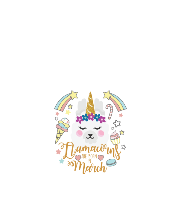 Llamacorns are born in March model alb pe tricou