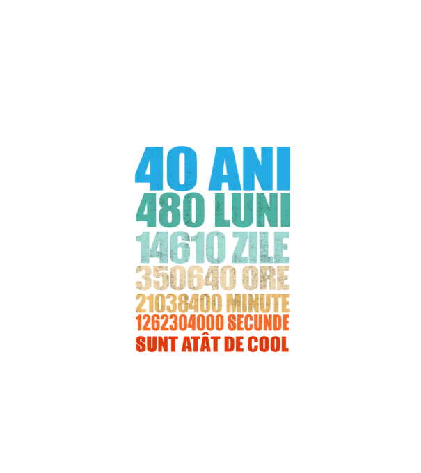 De 40 ani - luni - zile - ore - minute - secunde - sunt atât de cool model negru pe tricou