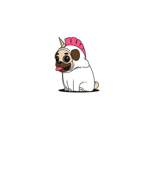 Pug Unicorn model gri pe tricou