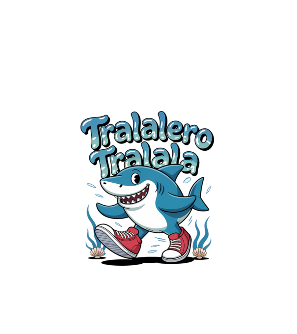 Tralalero Tralala drăguț model negru pe tricou
