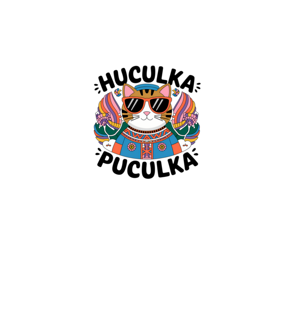 Huculka Puculka pisică 3 model alb pe tricou