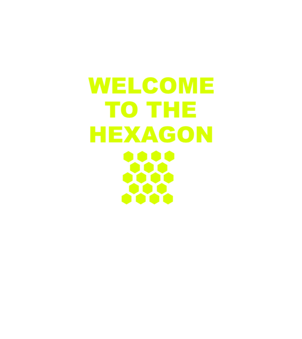 Welcome to the hexagon model gri închis pe tricou