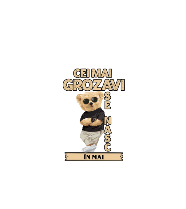 Teddy cel cool Mai model negru pe tricou