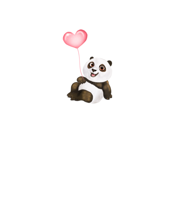 Cute panda with heart model alb pe tricou