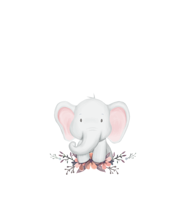 Elefant cu flori model alb pe tricou