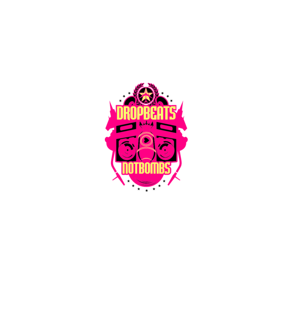 Drop Beats Not Bombs model alb pe tricou