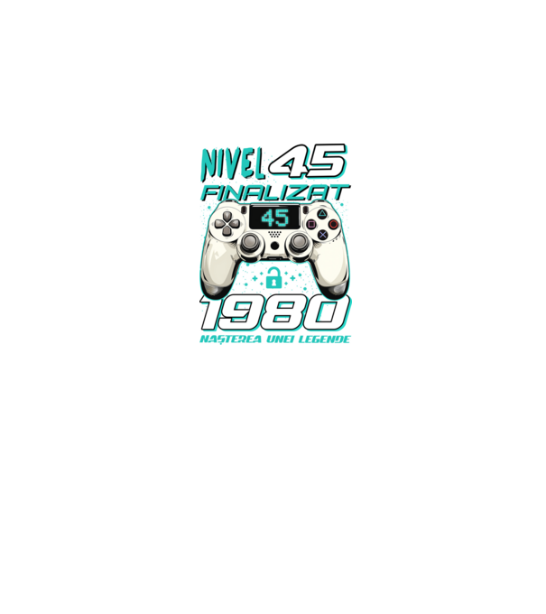 Nivel finalizat 45 1980 model negru pe tricou
