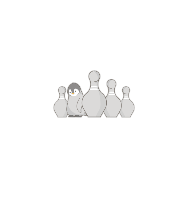 Bowling pinguin model alb pe tricou