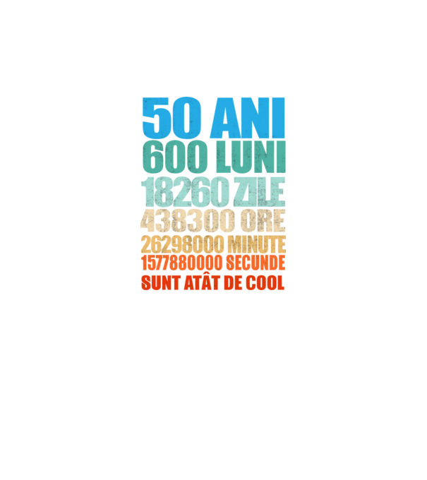 De 50 ani - luni - zile - ore - minute - secunde - sunt atât de cool model negru pe tricou