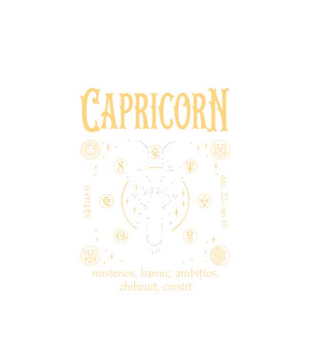 Zodiac bărbat CAPRICORN golden model alb pe tricou