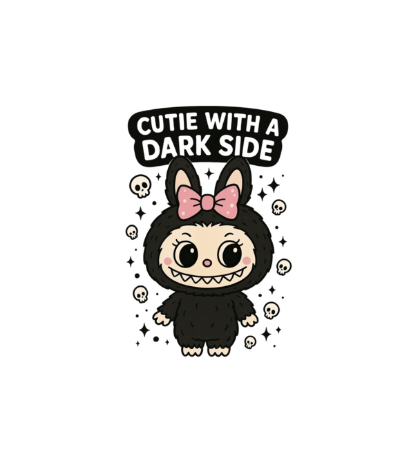 Cutie with a dark side model alb pe tricou
