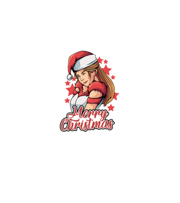 Merry christmas santa girl model negru pe tricou