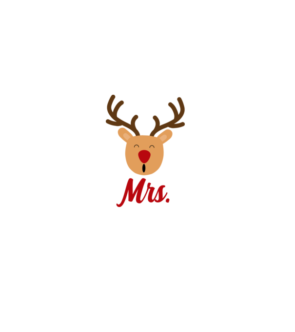 Mrs Reindeer christmas couple model alb pe tricou