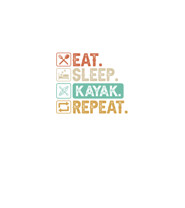Eat Sleep Kayak model negru pe tricou