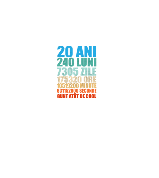 De 20 ani - luni - zile - ore - minute - secunde - sunt atât de cool model negru pe tricou