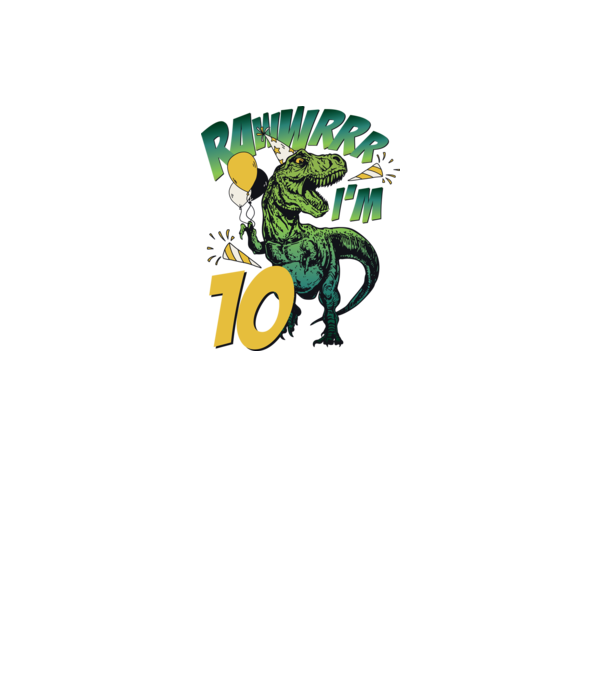'Birthday Dinosaur rawww i''m 10' model alb pe tricou