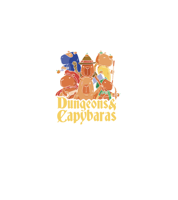 Dungeons and Capybaras model negru pe tricou