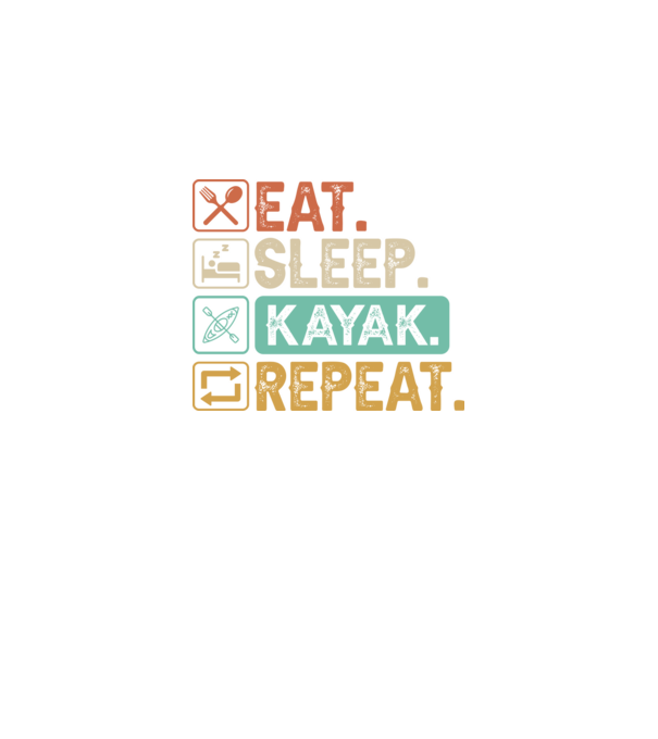 Eat Sleep Kayak model negru pe tricou