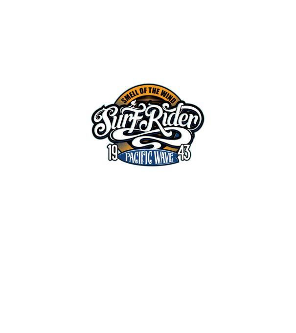 Surf Rider model negru pe tricou