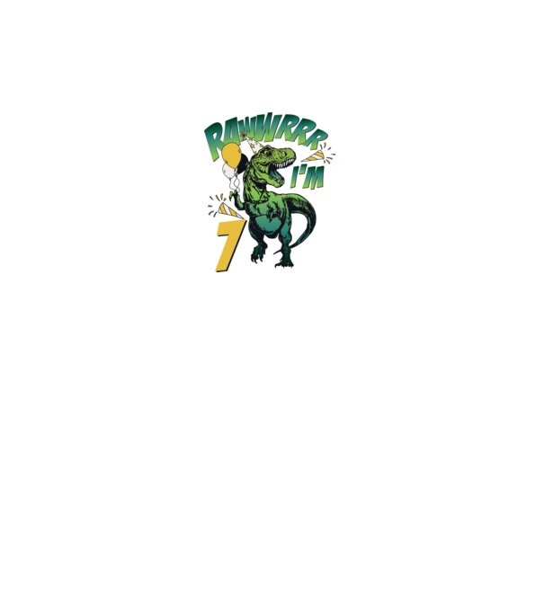 'Birthday Dinosaur rawww i''m 7' model alb pe tricou