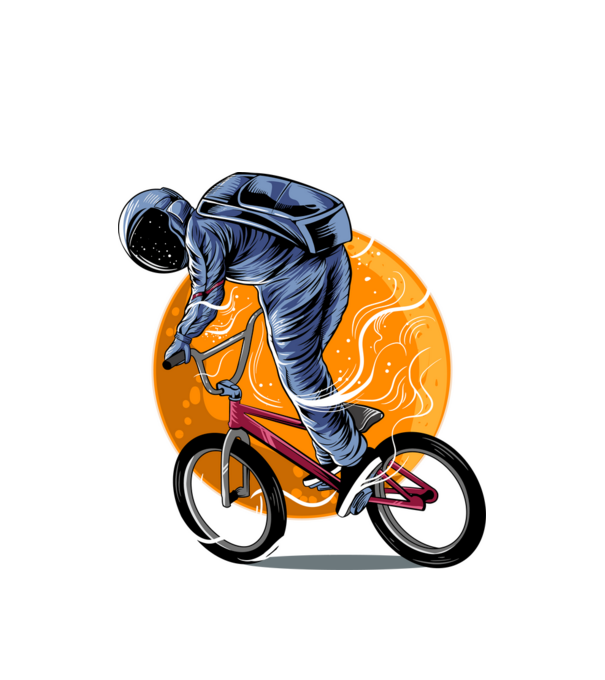 BMX space model alb pe tricou