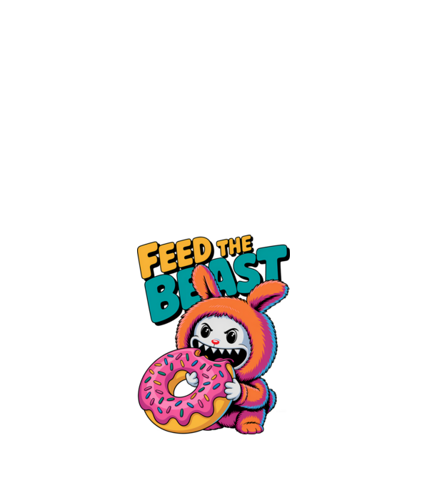 Feed the beast model alb pe tricou