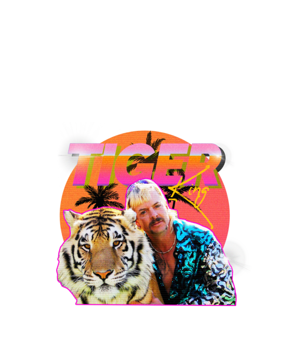 RETRO TIGER KING model negru pe tricou