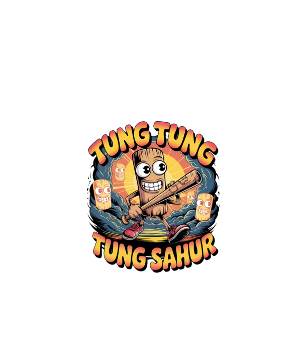 Tung Tung Tung Sahur Retro model negru pe tricou