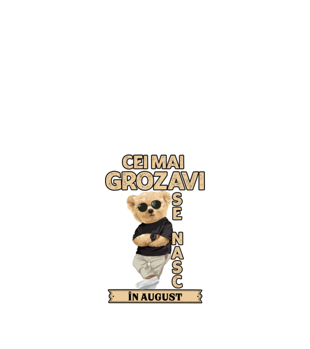 Teddy cel cool August model negru pe tricou
