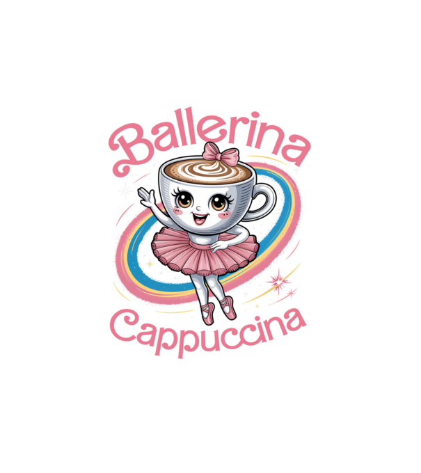 Ballerina Cappuccina model alb pe tricou