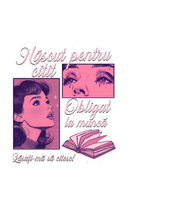 Născut pentru citit obligat la muncă lăsați-mă să citesc model negru pe tricou