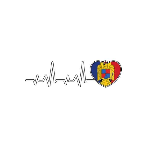ROMANIA heartbeat model negru pe tricou