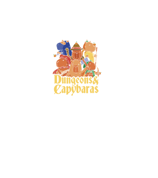 Dungeons and Capybaras model negru pe tricou