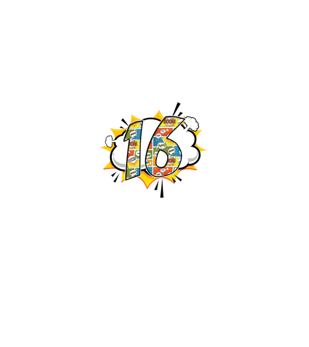 Birthday Comic Number 16 model roșu pe tricou
