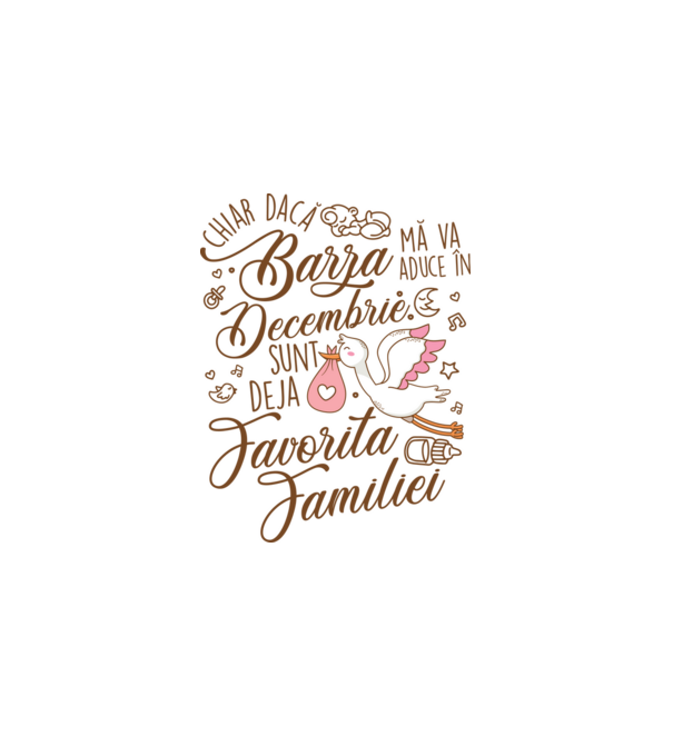 Favorita familiei DECEMBRIE model alb pe tricou