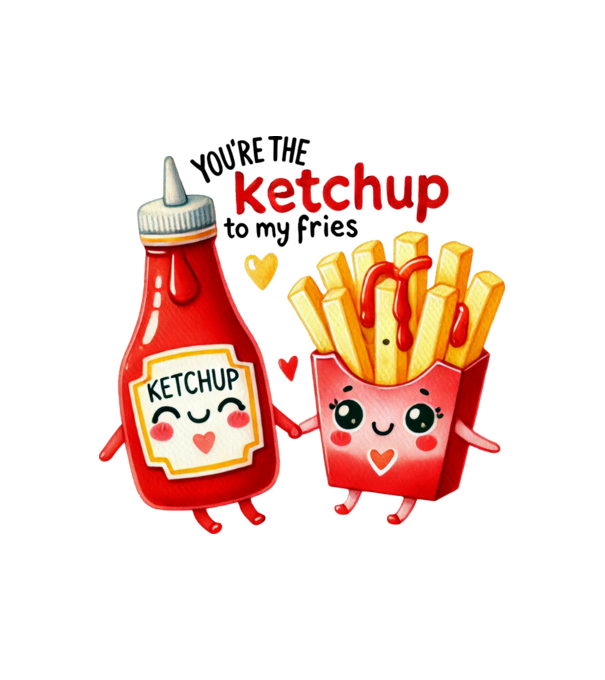 Ketchup to my Fries model alb pe tricou