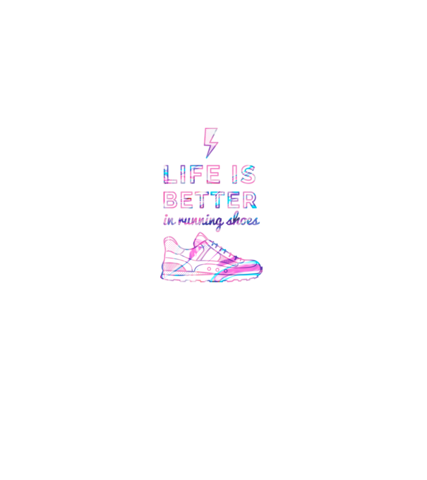 Life is better running shoes HOLO model negru pe tricou
