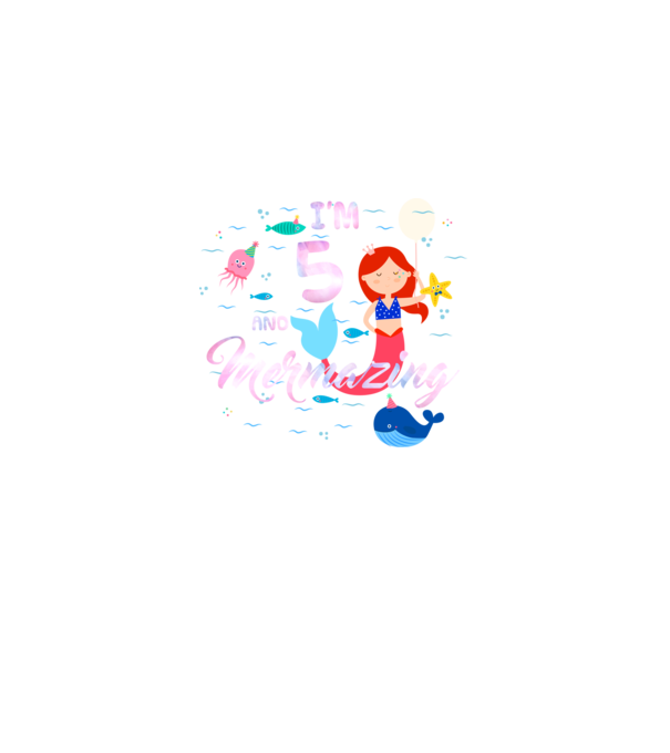 Mermazing Birthday 5 model negru pe tricou