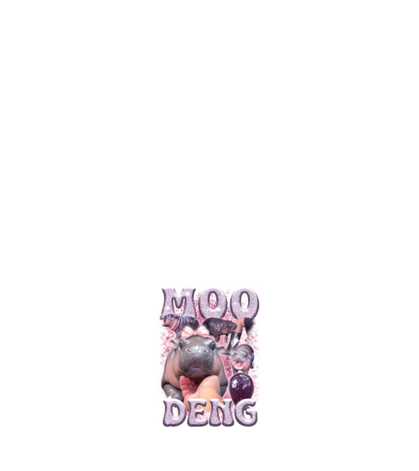 MOO DENG baby hippo model albastru închis pe tricou