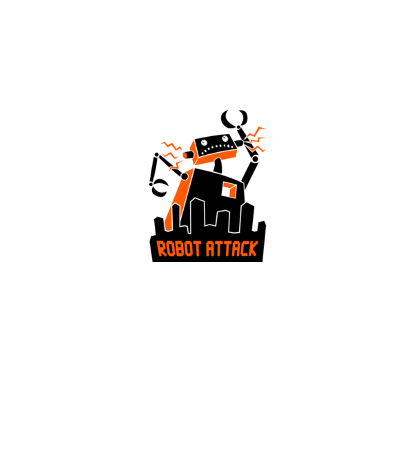Robot Attack model alb pe tricou