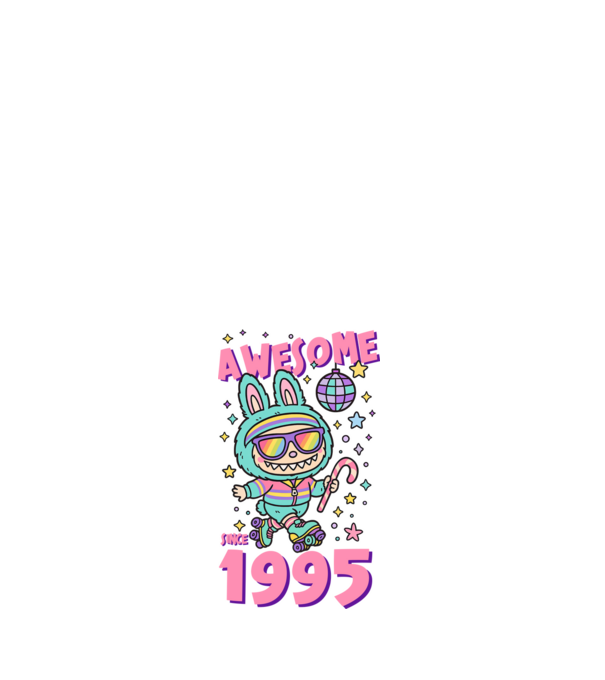 Awesome since 1995 - Labubu model alb pe tricou