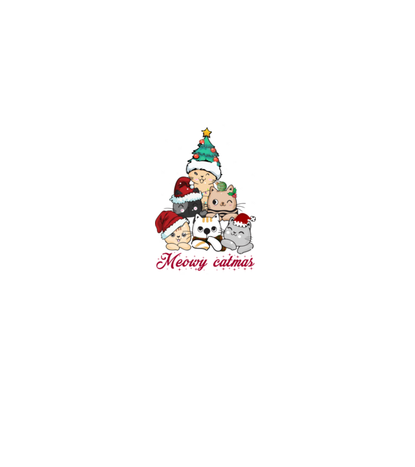 Meowy catmas model alb pe tricou