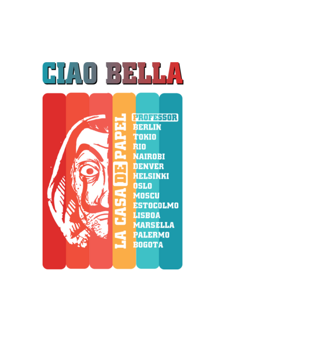 ciao bella retro model negru pe tricou